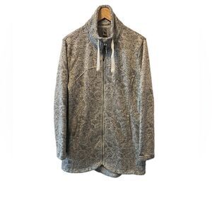 MONDETTA Salt & Pepper Grey Funnel Neck Zip Up Long Fleece Lined Over Piece XXL